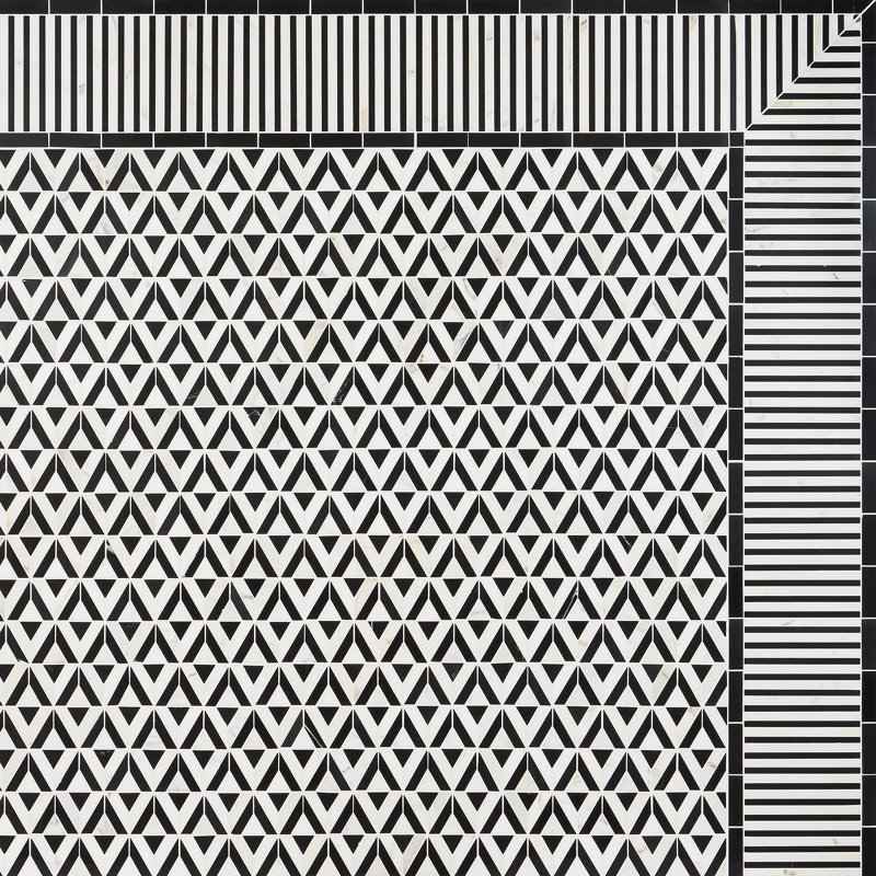 Florey Linear 7.87 in. x 8.31 in. Polished Marble Floor and Wall Mosaic Tile, Black Jade