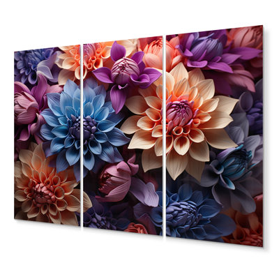 «Dahlia Field Vibrant Composition I», impression de 3 pièces