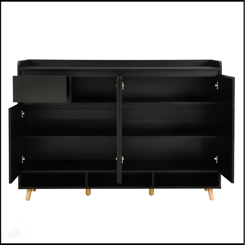 Armoire à chaussures élégante et contemporaine avec tablettes réglables, organisateur de maison minimaliste avec pieds en bois massif, buffet de rangement pour vestibule, salon