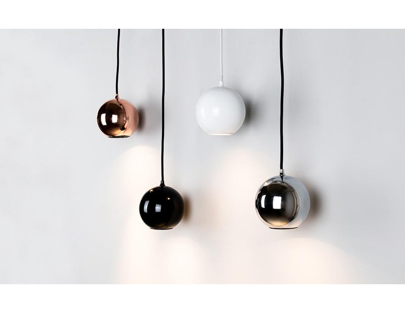 Chrome Globe Pendant Light with Braided Cable