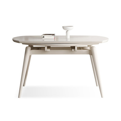 White Rectangular Sintered Stone + Solid Wood Dining Table