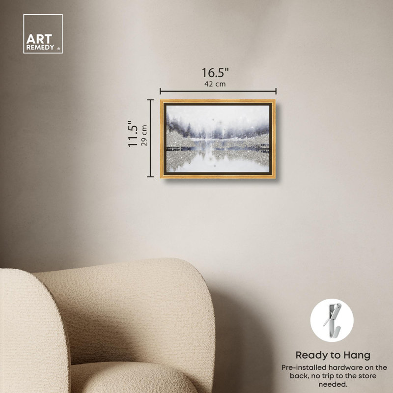 «Forest Forest Sparkle Canvas Glam Winter» par Art Remedy, Cadre doré, H 11 po x l 16 po