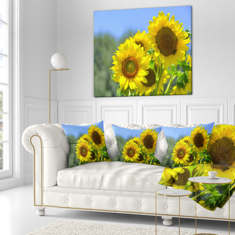 Beautiful Beautiful Sunflowers View - Coussin imprimé floral, 16 po x 1 po, Coussin décoratif