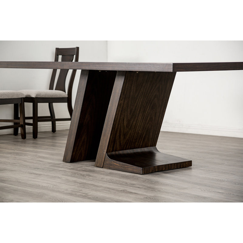 Table de salle à manger rectangulaire en bois avec pieds piédestal en espresso