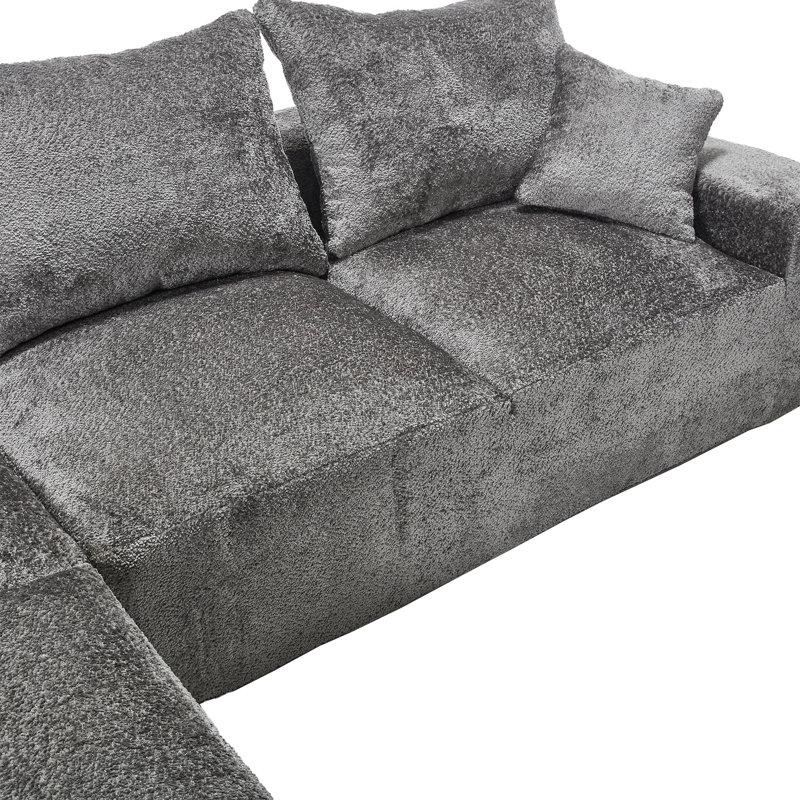 Canapé modulaire l 108,27 po Boucle, Gris chenille