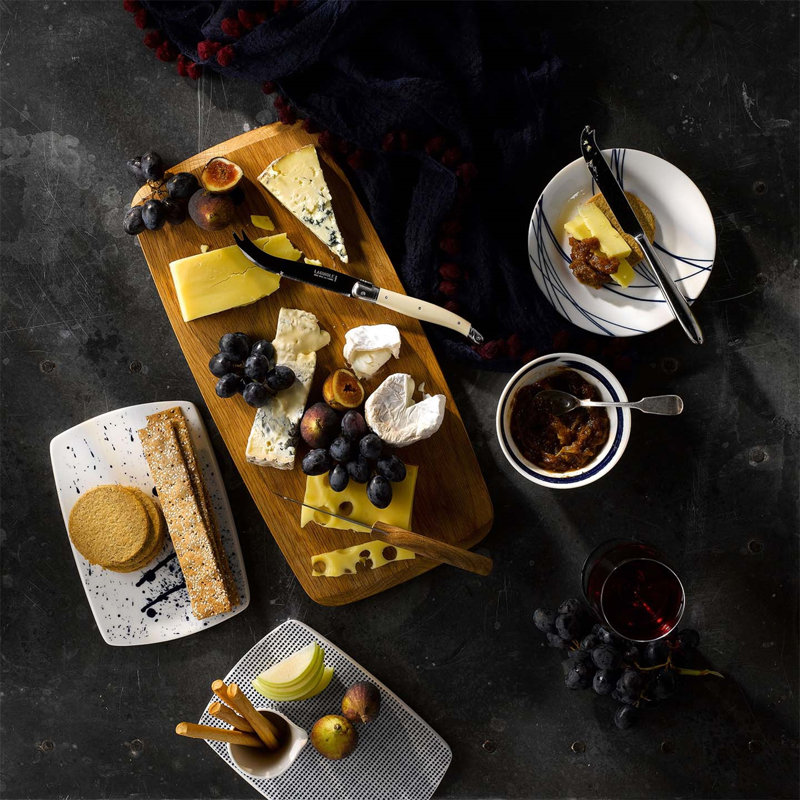 Ensemble de plateau et plateau à fromage 4 pièces bleu pacifique / blanc