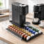 Porte-dosette pour dosettes Nespresso Vertuo, organisateur de tiroir à dosettes en acrylique transparent avec rouleau coulissant en douceur, rangement robuste