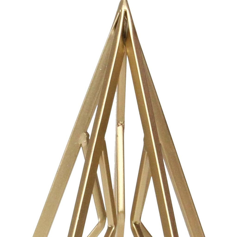 14" Gold Metal Open Geometric Tabletop Sculpture
