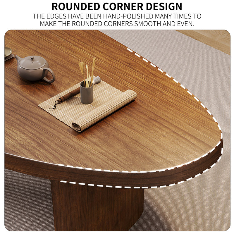 Modern Simple Solid Wood Arc Dining Table Sets, 29.52"H x 78.74"L x 31.49"W