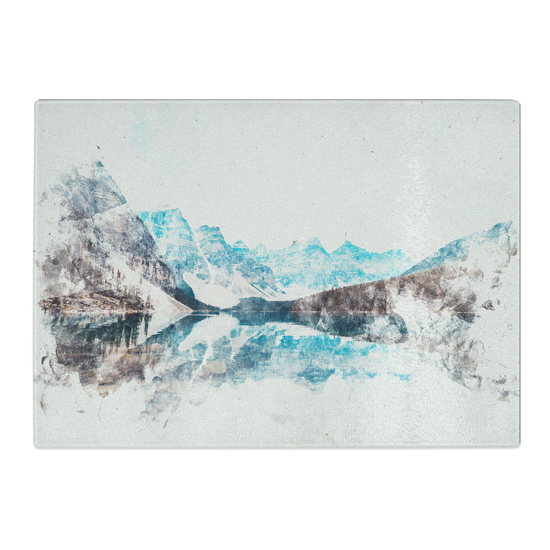 Tempered Glass Mountains & Forest by Lake Moraine Chopping Board