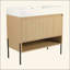 Ensemble de meuble-lavabo 36 po avec lavabo simple en résine, ensemble d'armoires de rangement modernes 2 portes, bois massif multicouche