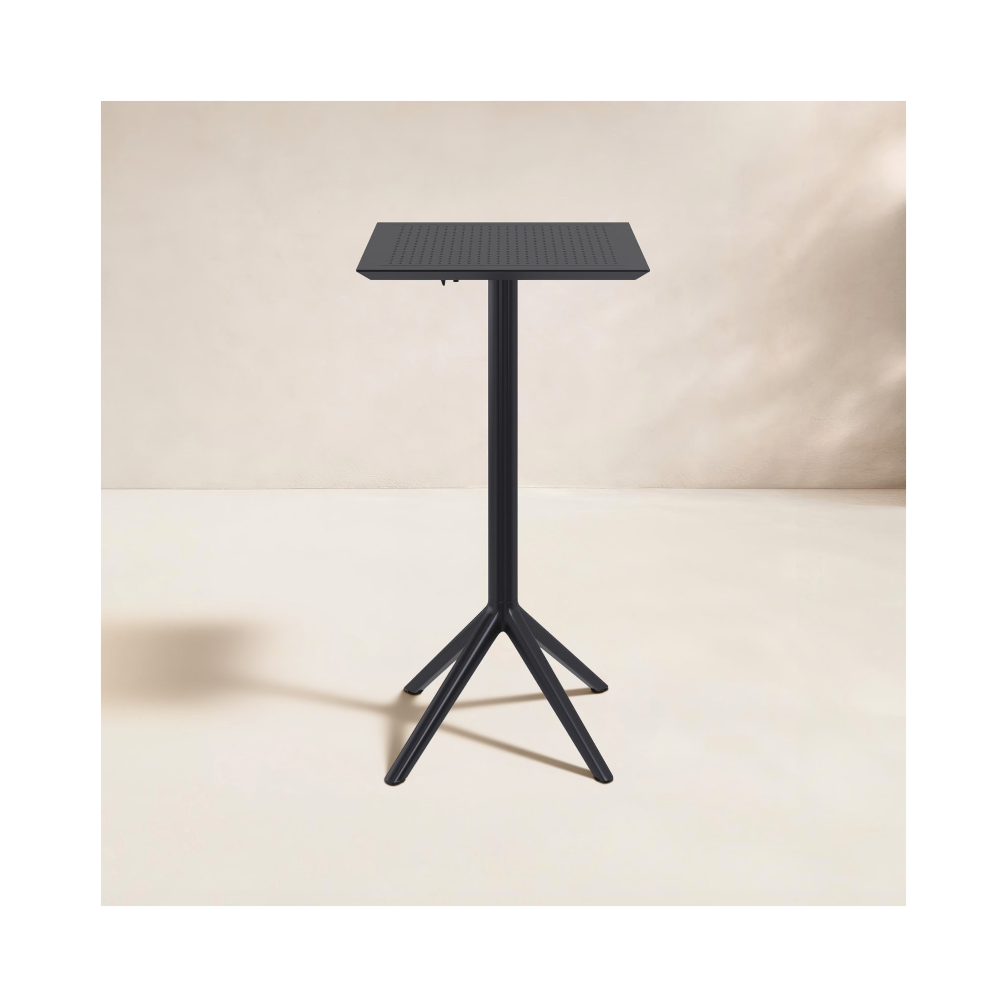 Farrah 23.6" W Square Foldable Resin Outdoor Bar Table, Black