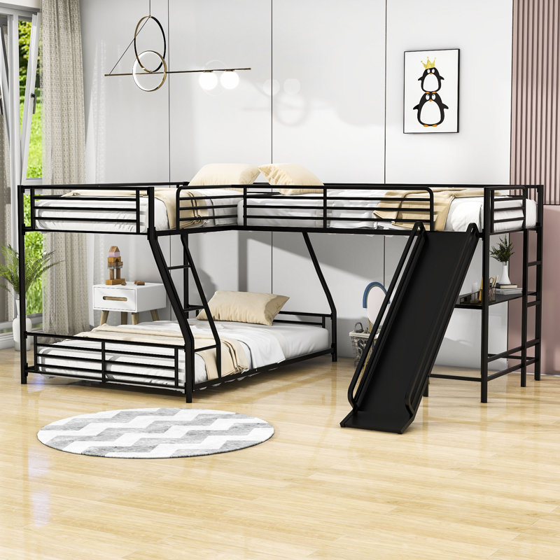 Kitson Twin Over Full Metal L-Shaped Bunk Bed with Built-in-Desk by Isabelle & Max™