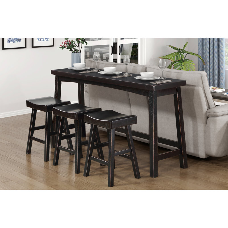 Ensemble de 4 tabourets à hauteur de comptoir, table et tabouret de comptoir, Noir, Noir / Noir, Noir