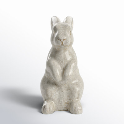 Glazed Standing Rabbit Garden Statue