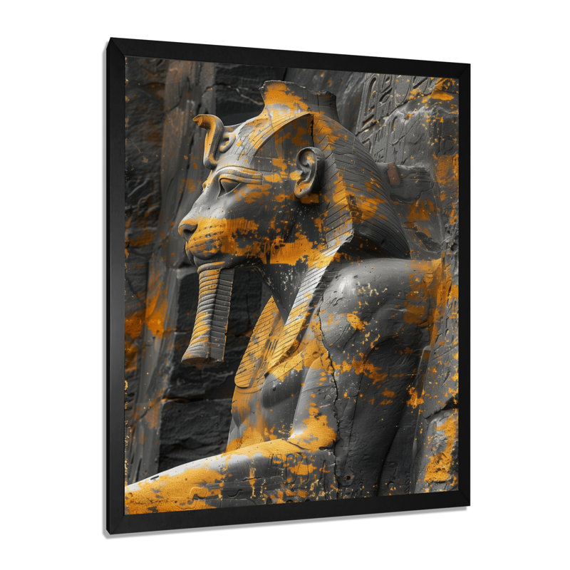  «Yellow Monicolin Sphinx Photo Mythical Creatures - Mythical Creatures, art mural, Cadre simple noir, bois massif