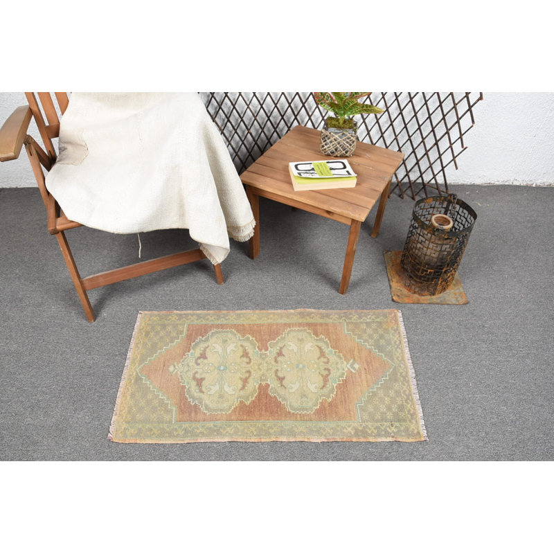 Tapis vert Anatolian, tapis de chambre à coucher, tapis rétro, tapis turc, petits tapis de 1,6 x 3,1 pi
