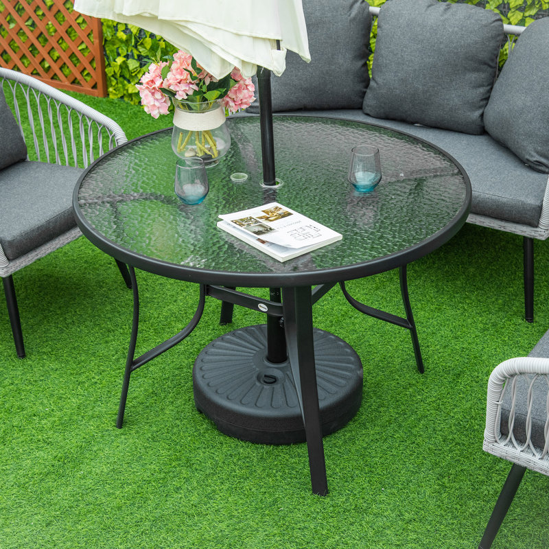 Round Metal Outdoor Dining Table With Umbrella Hole , 106.5cm cm W 106.5cm cm D
