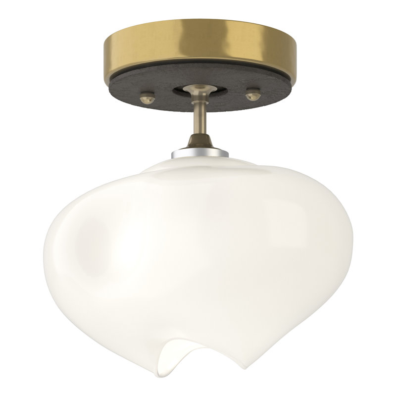 Ume Frosted Glass 1 - Light Semi Flush Mount, Dark Smoke, Modern Brass