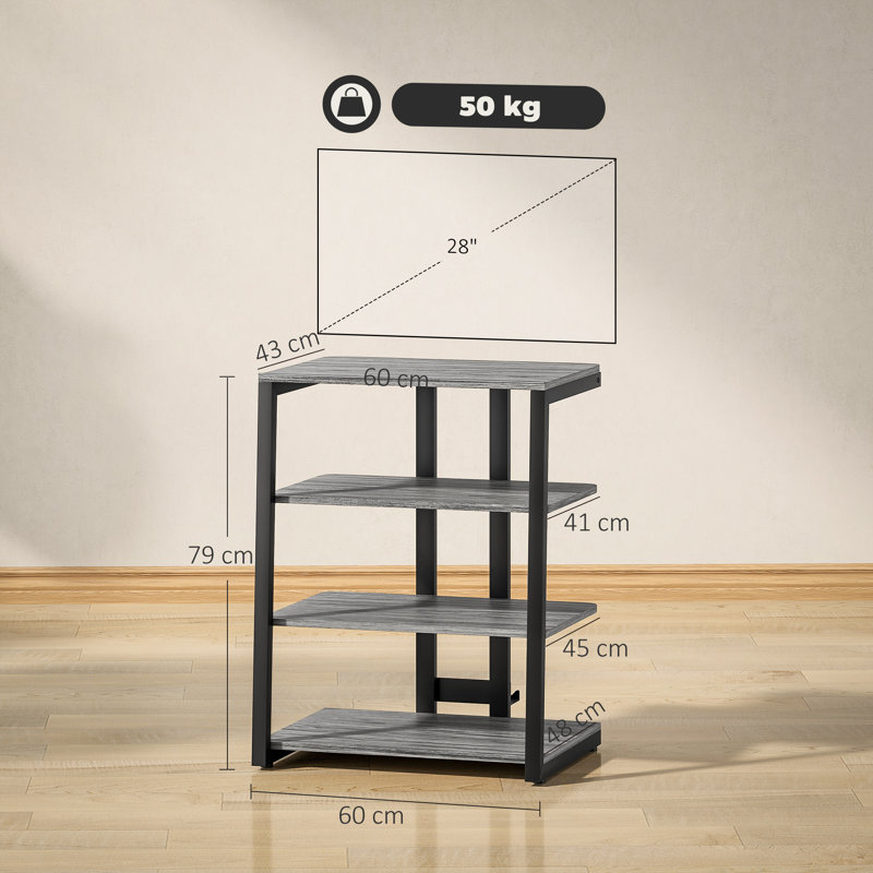 Aarshi Unfinished TV Stand for TVs up to 28", Dark Grey