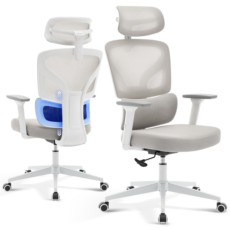 Ergonomic Mesh Office Chair, High Back Desk Chair with Lumbar Support & 3D Armrests, Adjustable Computer Chair for Home Office, Grey