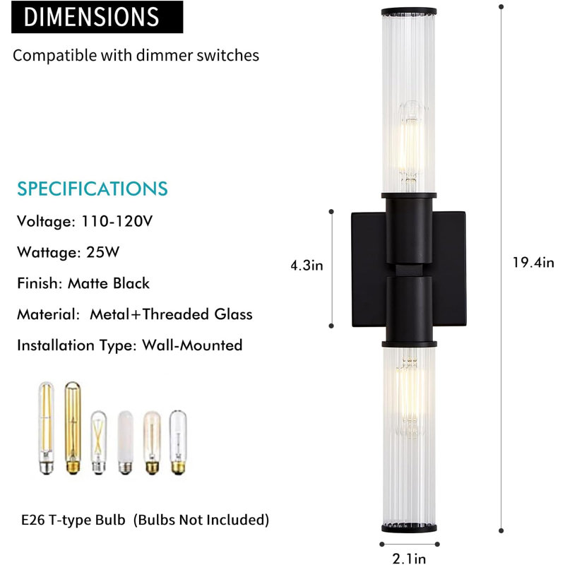 2 - Light Dimmable LED Bath Bar