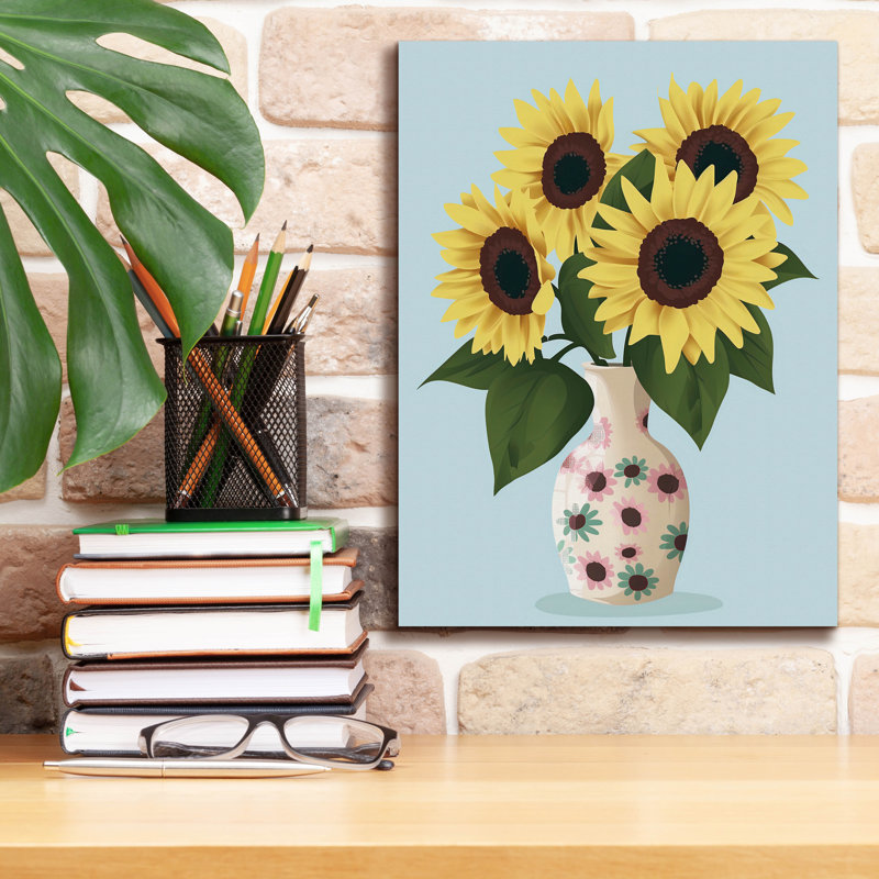 Art mural sur toile Epic Graffiti «Vase Of Sunflowers» par Andreas Magnusson, H 16 po x l 12 po x P 0,75 po