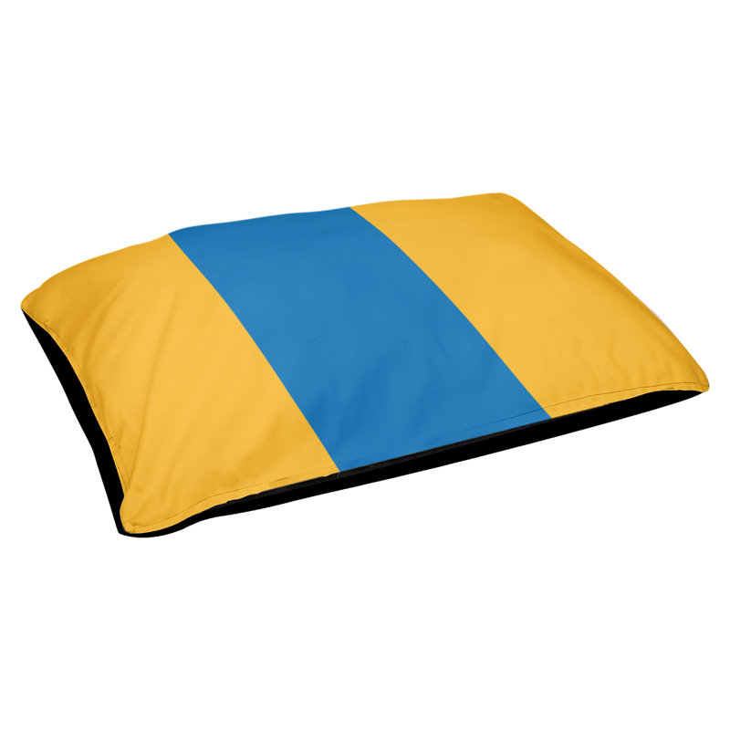 Coussin Golden State, Jaune doré californien / bleu royal / doré calif, Grand (l 40 po x P 30 po x H 14 po)