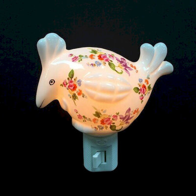 Veilleuse florale en forme de coq