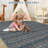 Washable Hallway Runner Rug 2x6 Modern Abstract Accent Carpet Non-Slip Backing Non-Shedding Contemporary Striped Transitional Rug Runner BedroomGrey-25844708