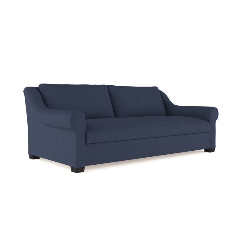 Upholstered Sofa, Linen Blue Print, 32" H x 72" W x 41" D