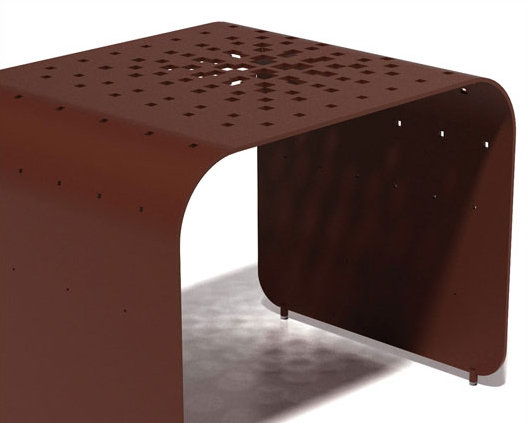 Pixel Burst By Yves Behar Rectangular Metal Outdoor Side Table