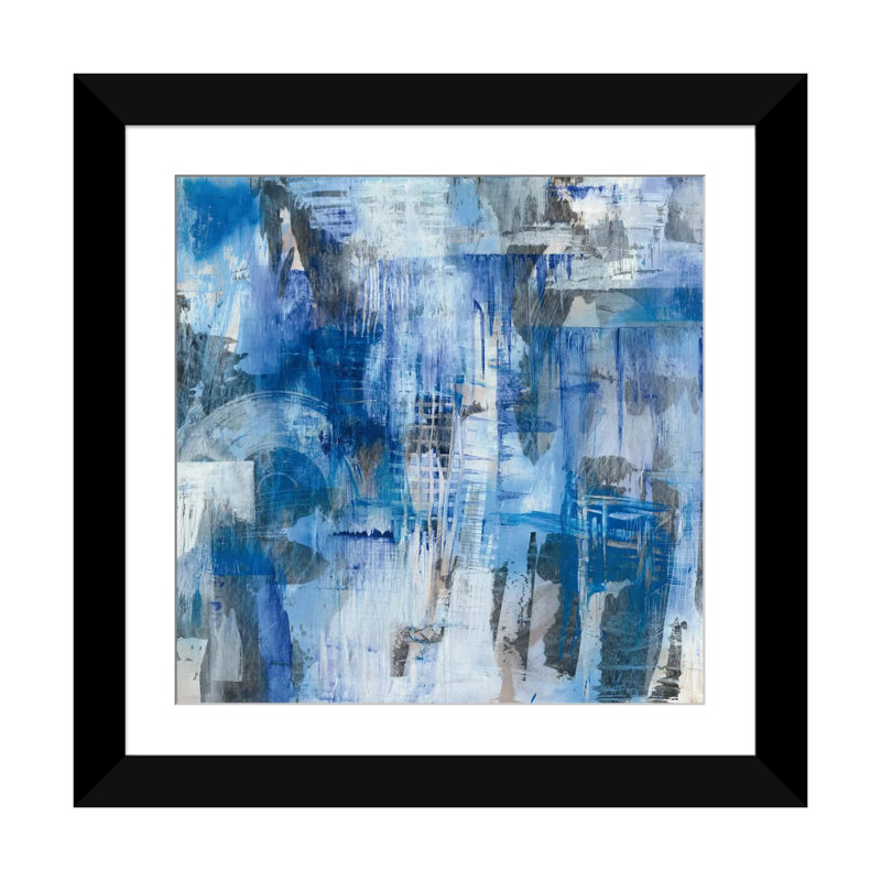« industrial blue », reproduction sur toile tendue, H 16 po x l 16 po x P 1 po, Papier d'art encadré noir, Blanc