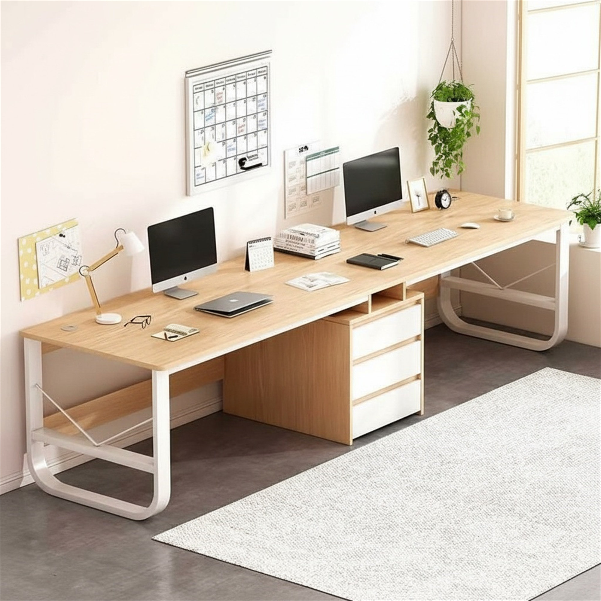 Latitude Run® 94.5-inch Wide Desktop Computer Desk With Three Large ...