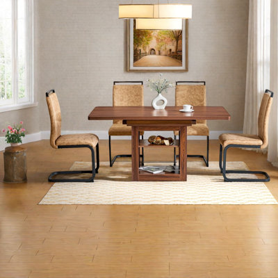 Ensemble de table de salle à manger extensible peu encombrante, en bois aggloméré noyer, style moderne pour la cuisine