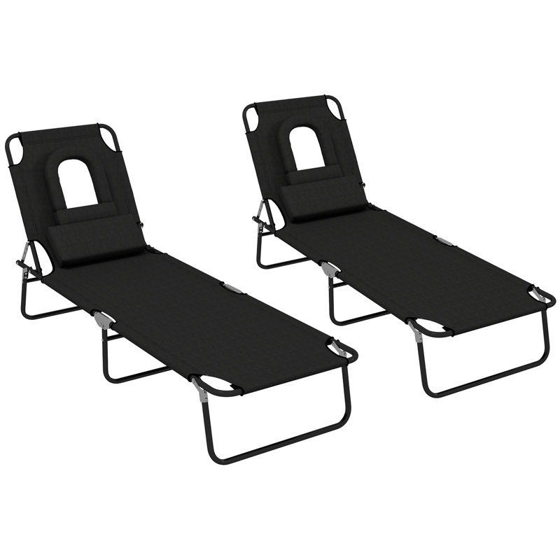 Oritse 187cm Long Double Sun Lounger, Black