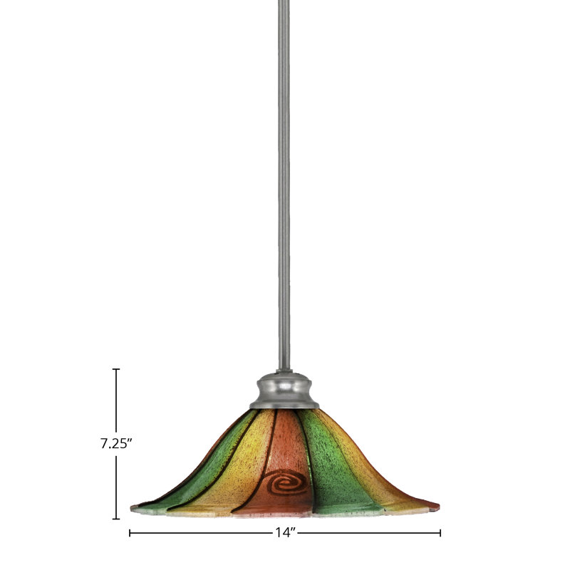 Luminaire suspendu suspendu avec verre Mardi Gras 14 po, Nickel brossé