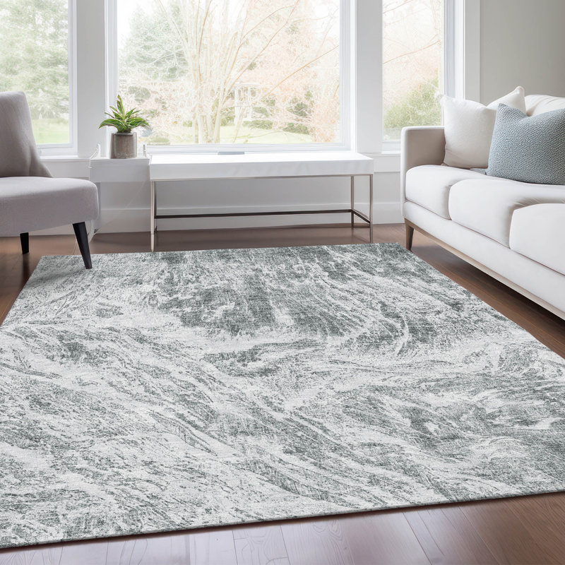 Premium Machine Washable Prisco Gray Rug, Rectangle 3' x 5'