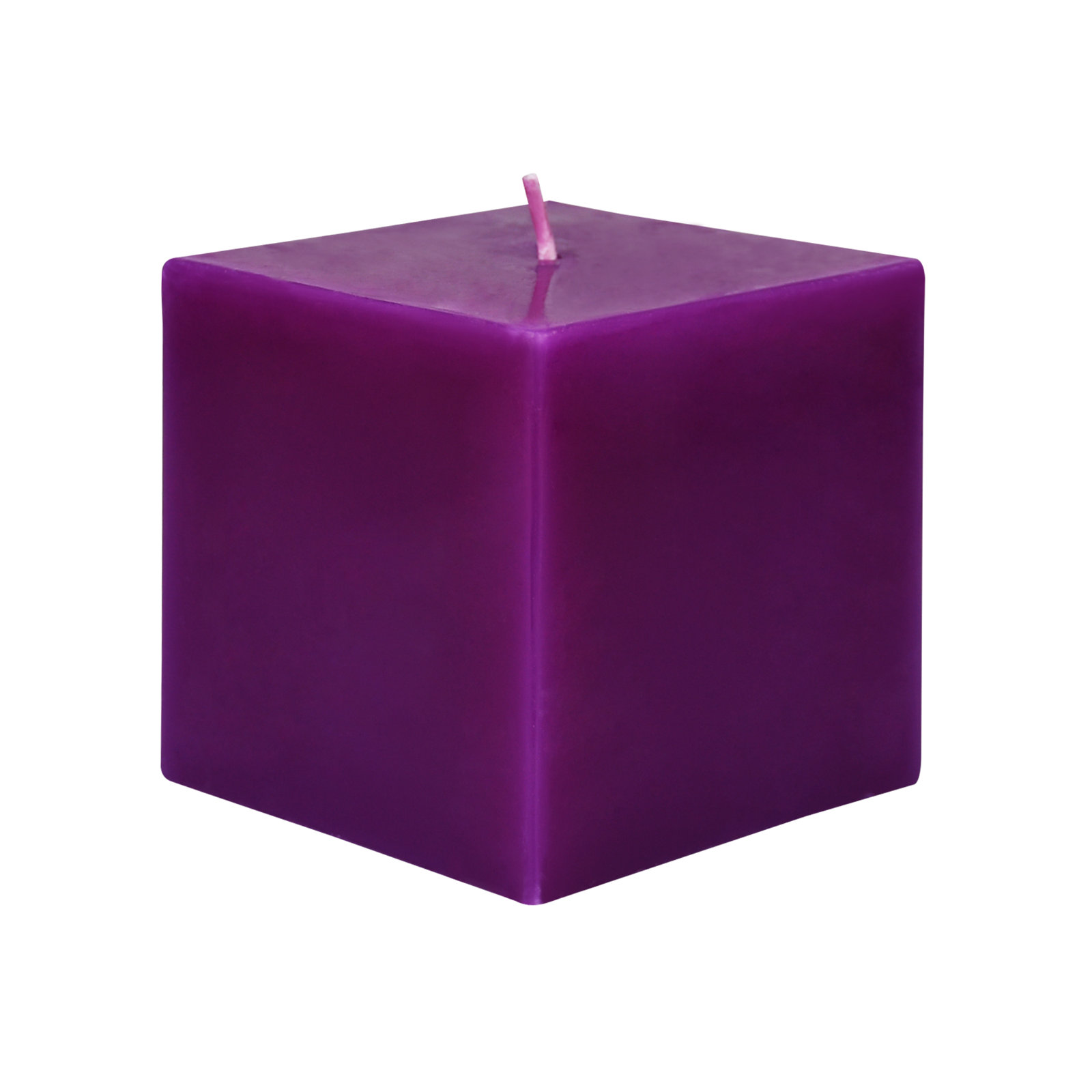 Square Pillar Candle, 3" H x 3" W x 3" D, Purple, Set of 12
