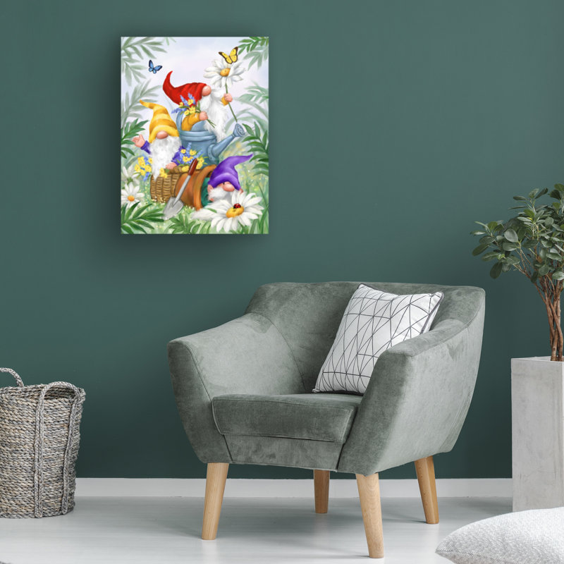 Art sur toile MAKiko Gnomes In Garden, H 14 po x l 19 po