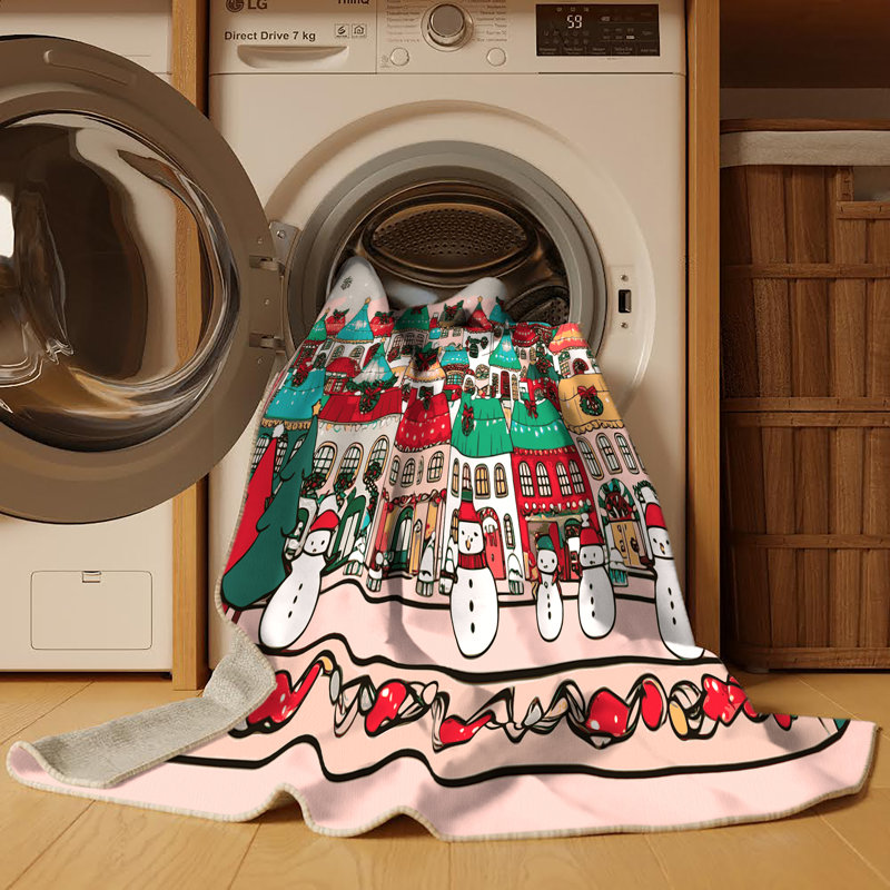 Tapis de vacances d'hiver de Noël lavable The Holiday Aisle®, Rectangle 7 pi x 9 pi