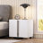 White Modern End Table, Elegant Nightstand with Metal Foot & Mirrored Metal Handles-1528497683