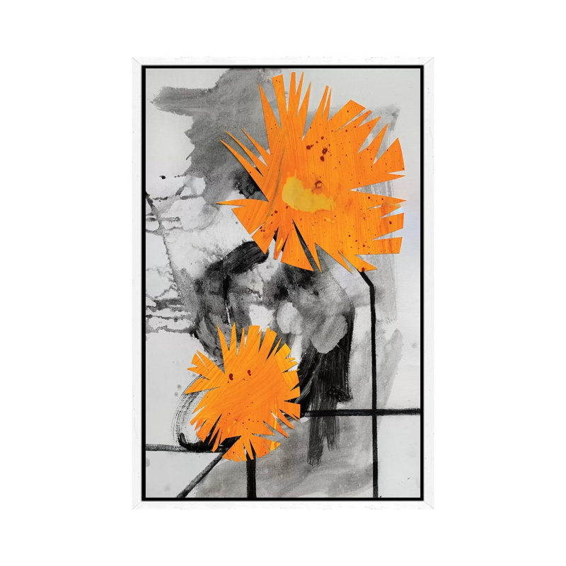 Midwestern Haiku (Dandelions II) by Pamela Staker - Painting on Canvas, 101.6 cm H x 66.04 cm W, White Framed