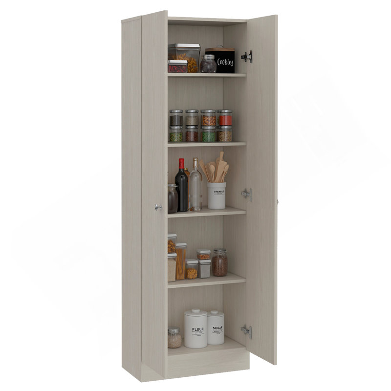 Virginia Double Door Storage Cabinet, Five Shelves, White