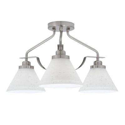 Odyssey 3 Light Semi-Flush Shown In Brushed Nickel Finish With 7" White Muslin Glass