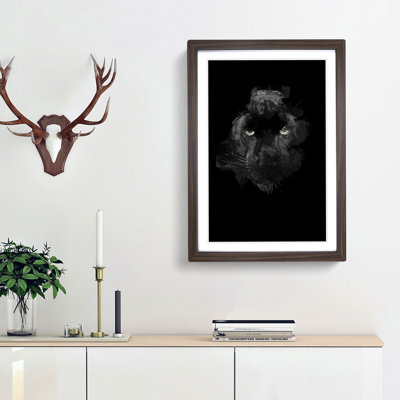 Black Panther in the Shadows in Abstract - Picture Frame Graphic Art Print