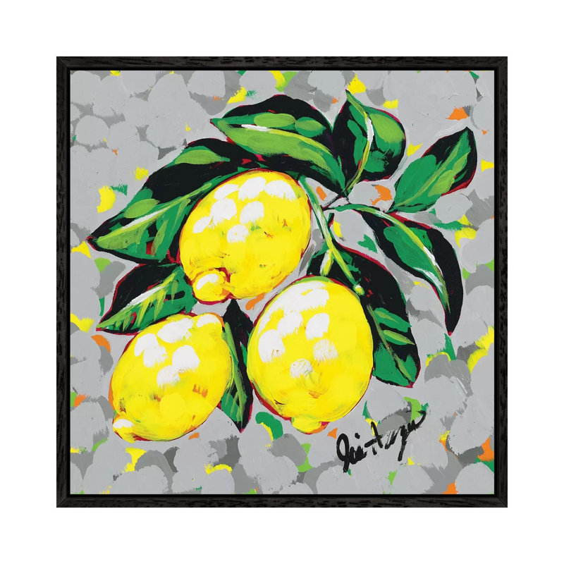Fruit Sketch Lemons by Jodi Augustine - Painting on Canvas, 66.04cm H x 66.04cm W x 3.81cm D, Black Framed