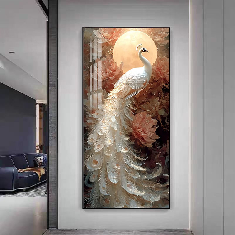 Lighted Peacock Entryway Wall Art, 78.74" H x 39.37" W x 1.38" D