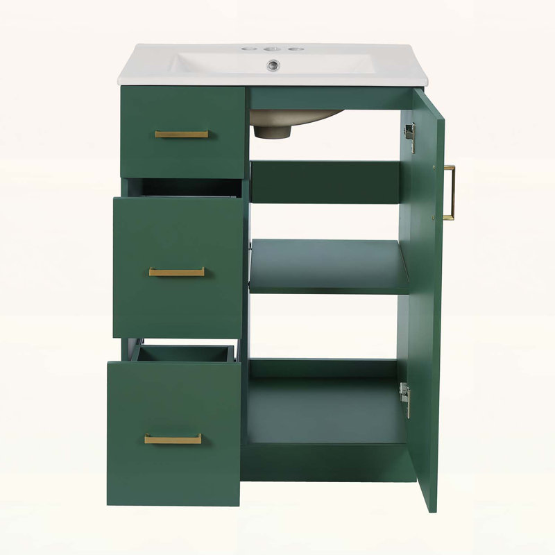 Meuble-lavabo moderne de 24 pouces avec lavabo, tiroirs à fermeture en douceur et tablettes réglables pour les espaces compacts