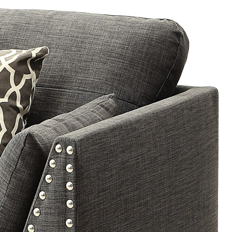 Fauteuil d'appoint à accoudoirs évasés gris anthracite avec coussins et ensemble de coussins confortables